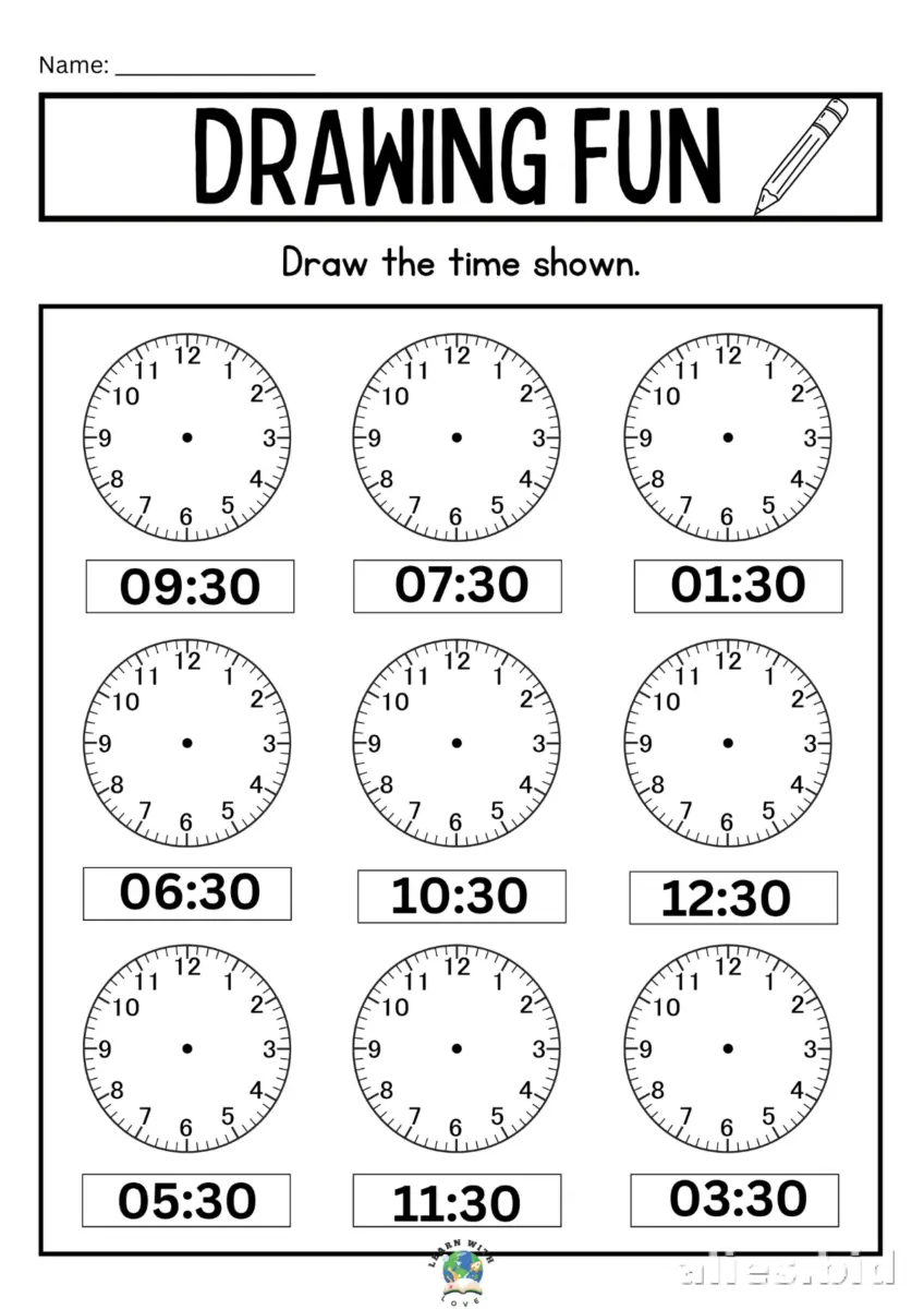 Free Printable Telling Time Worksheet For Kids #3
