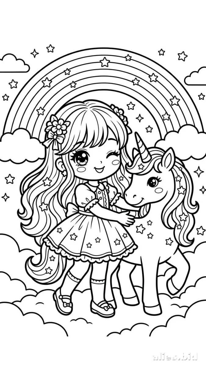 Free Printable Unicorn Coloring Pages For Girls Worksheet #16