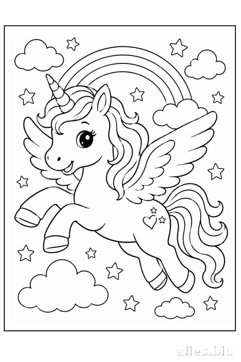 Free Printable Unicorn Coloring Pages For Girls Worksheet #2