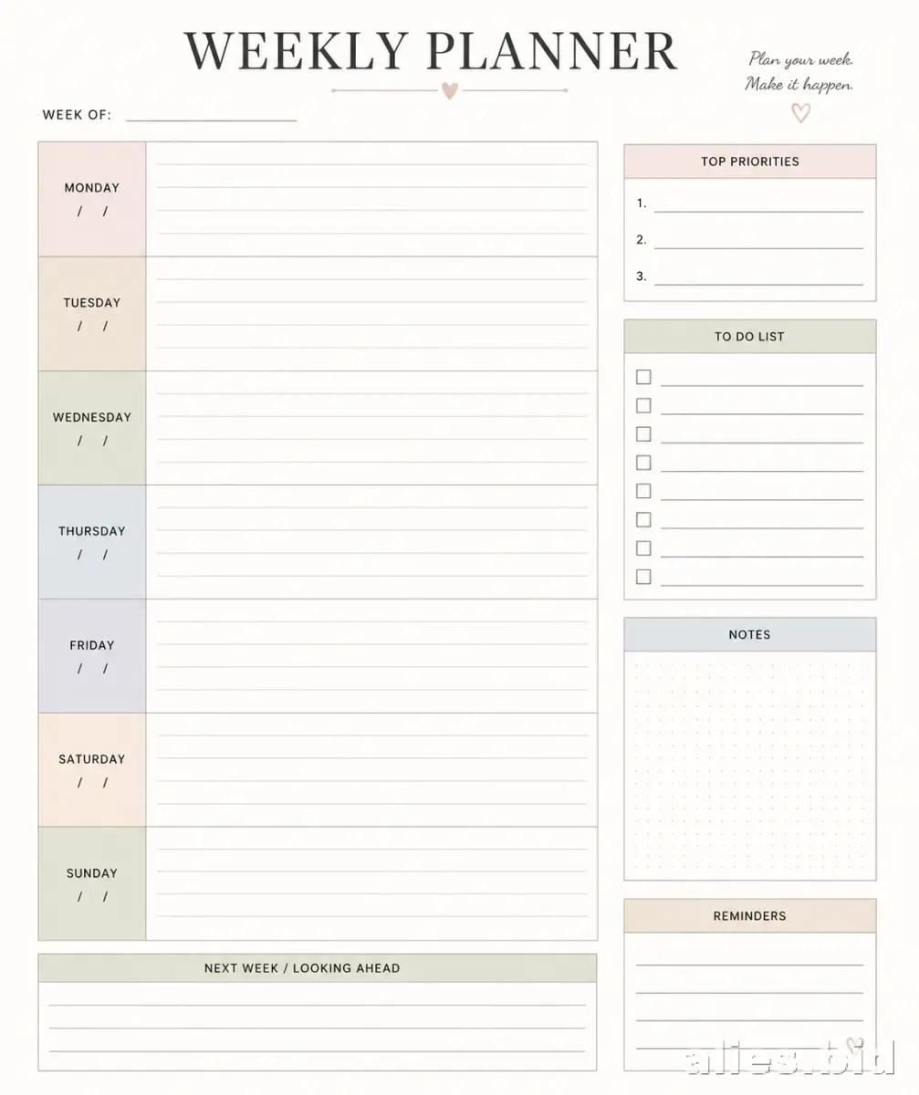 Free Printable Weekly Planner Template Free Worksheet #13