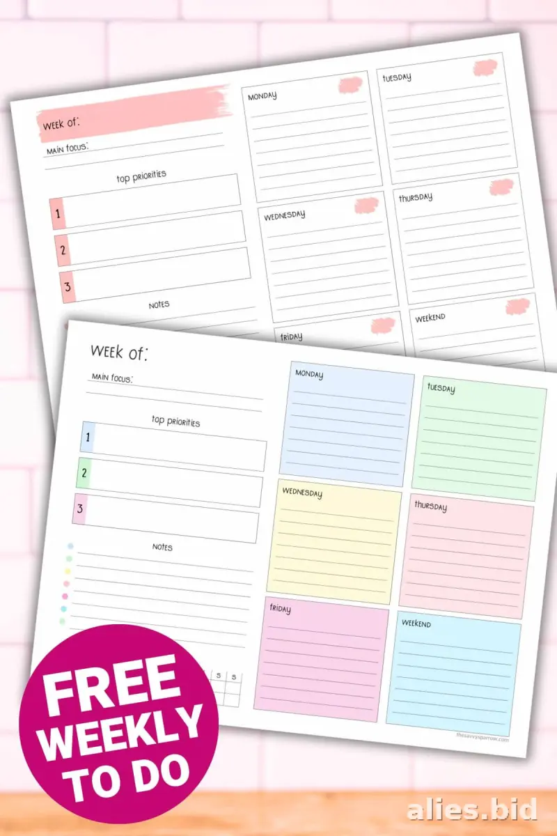 Free Printable Weekly Planner Template Free Worksheet #2