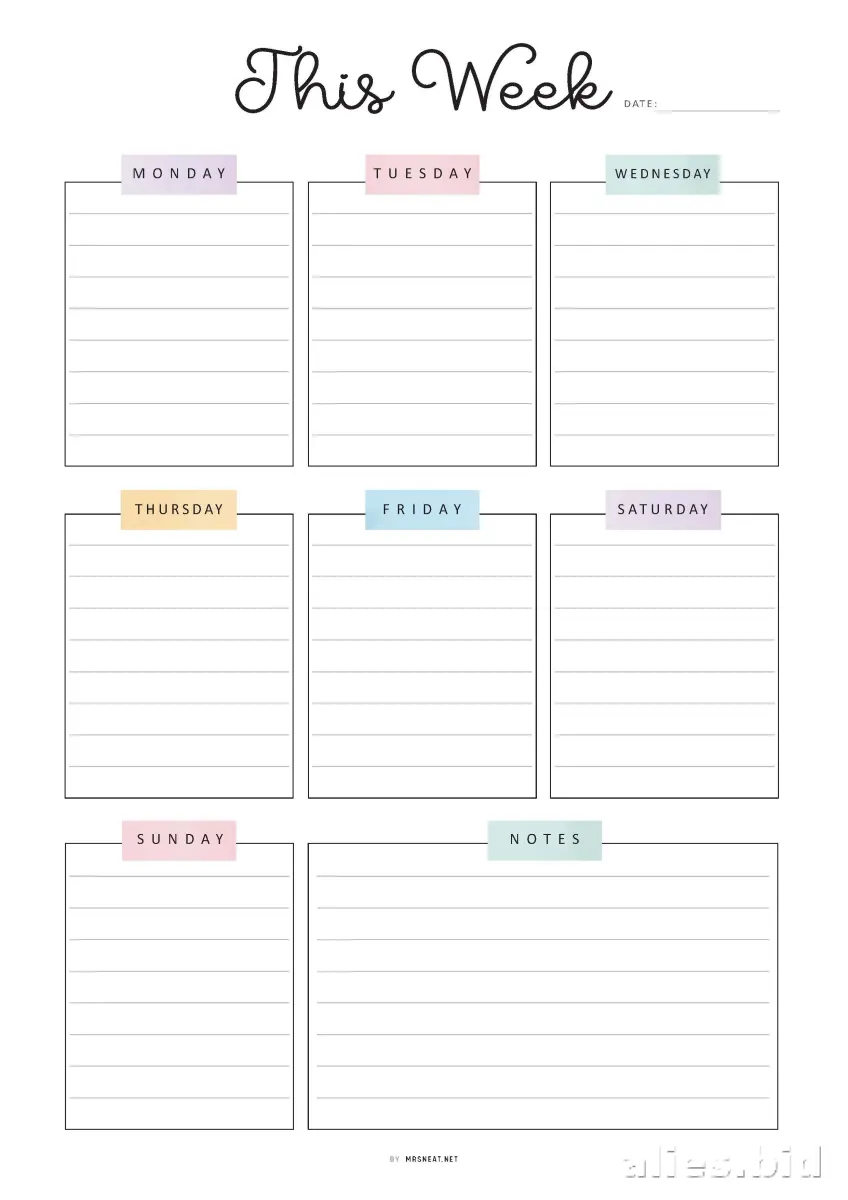 Free Printable Weekly Planner Template Free Worksheet #8