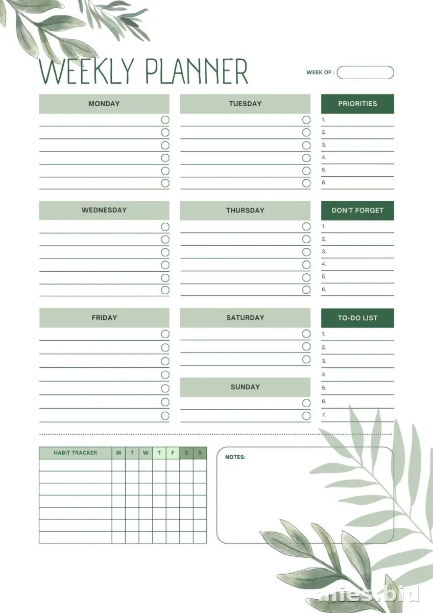 Free Printable Weekly Planner Template Free Worksheet #19