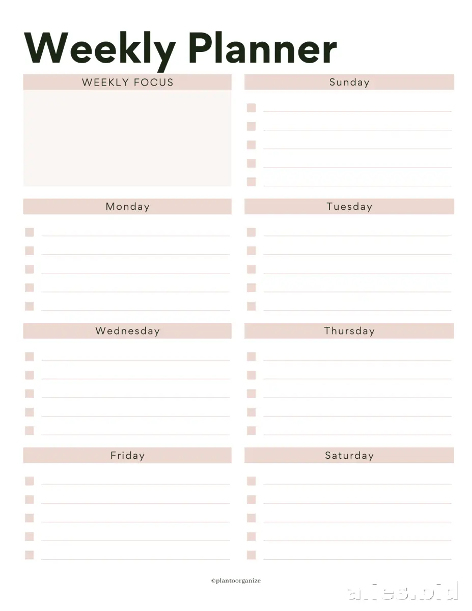 Free Printable Weekly Planner Template Free Worksheet #14