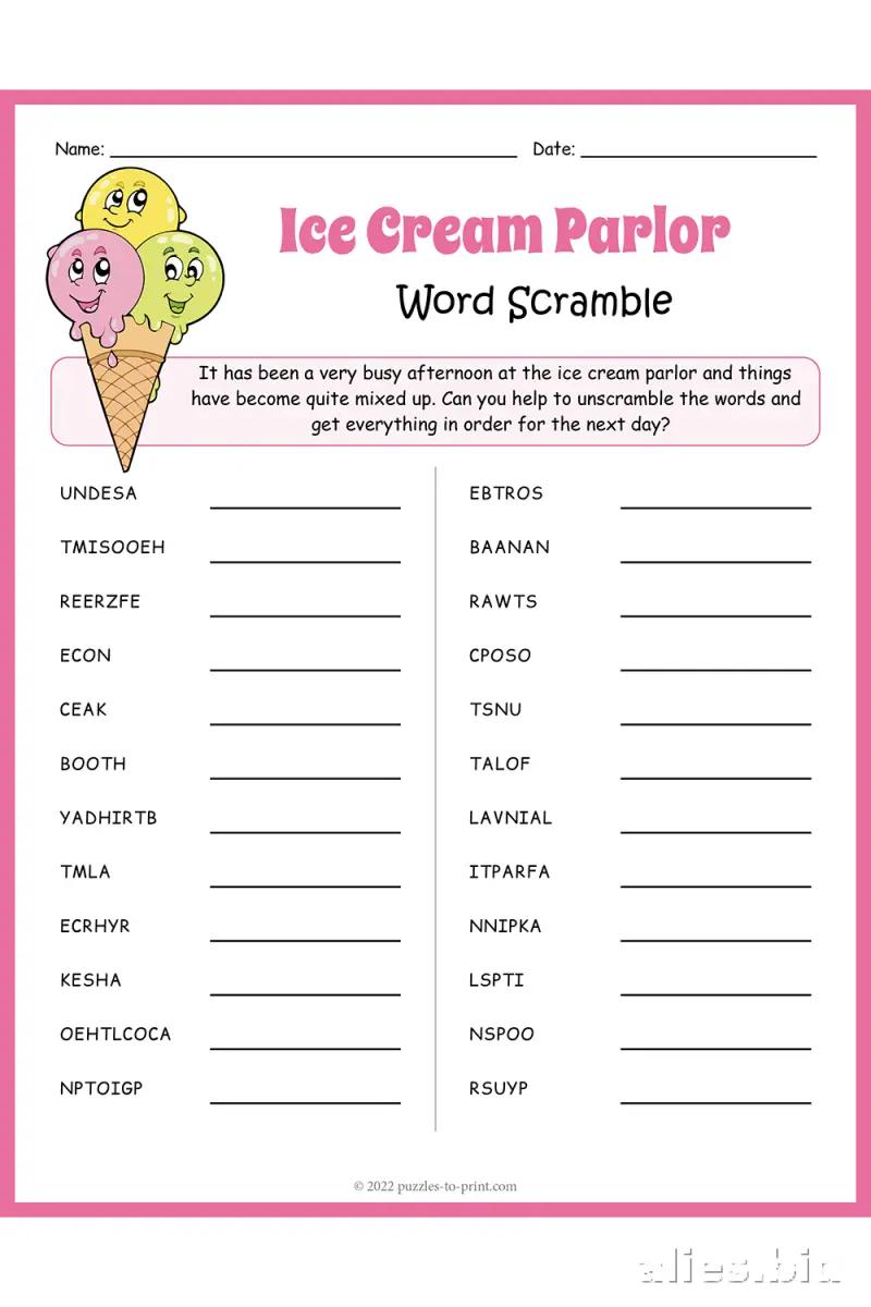 Free Printable Word Scramble Worksheet Free #3