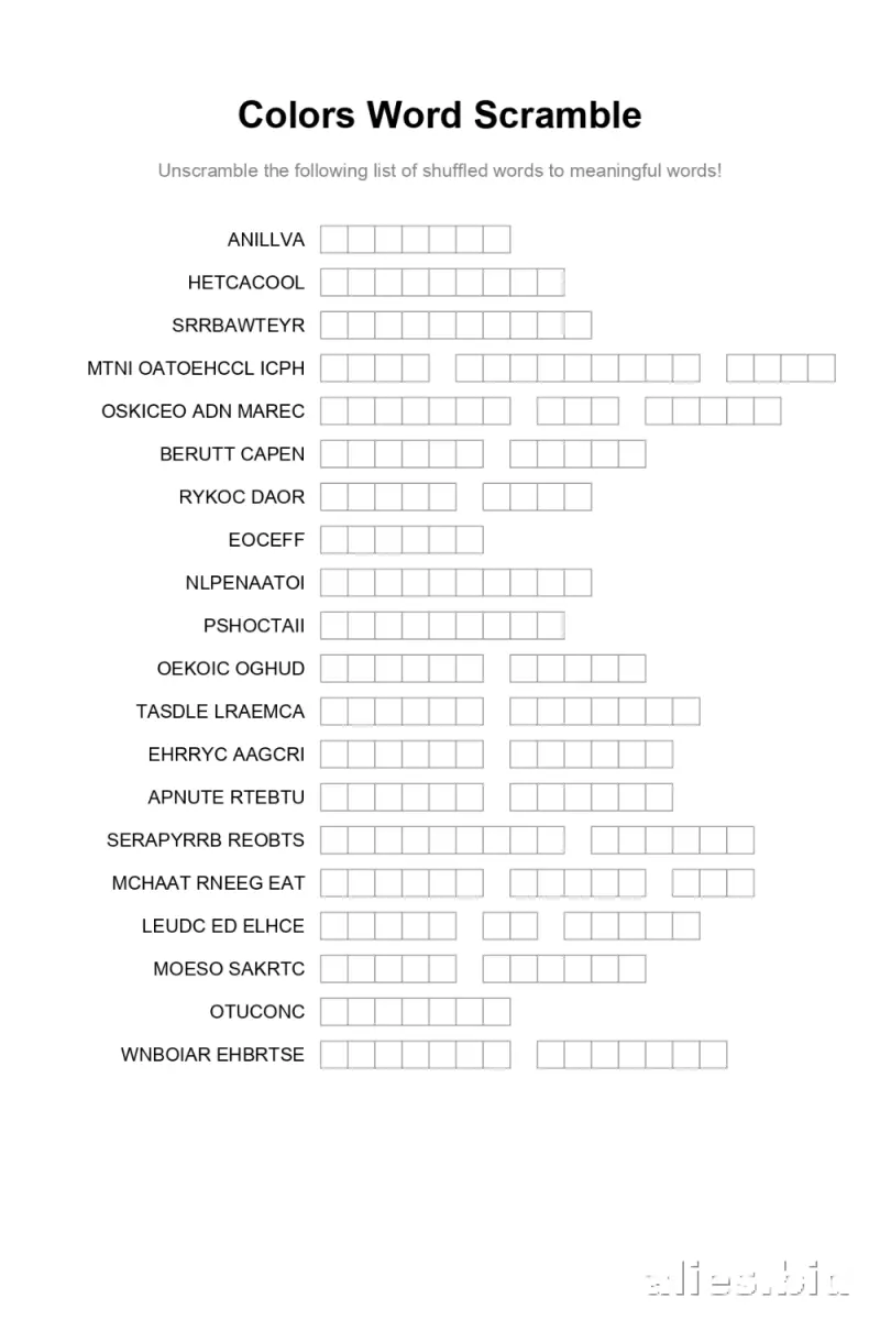 Free Printable Word Scramble Worksheet Free #14