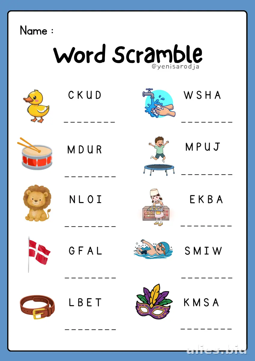Free Printable Word Scramble Worksheet Free #12