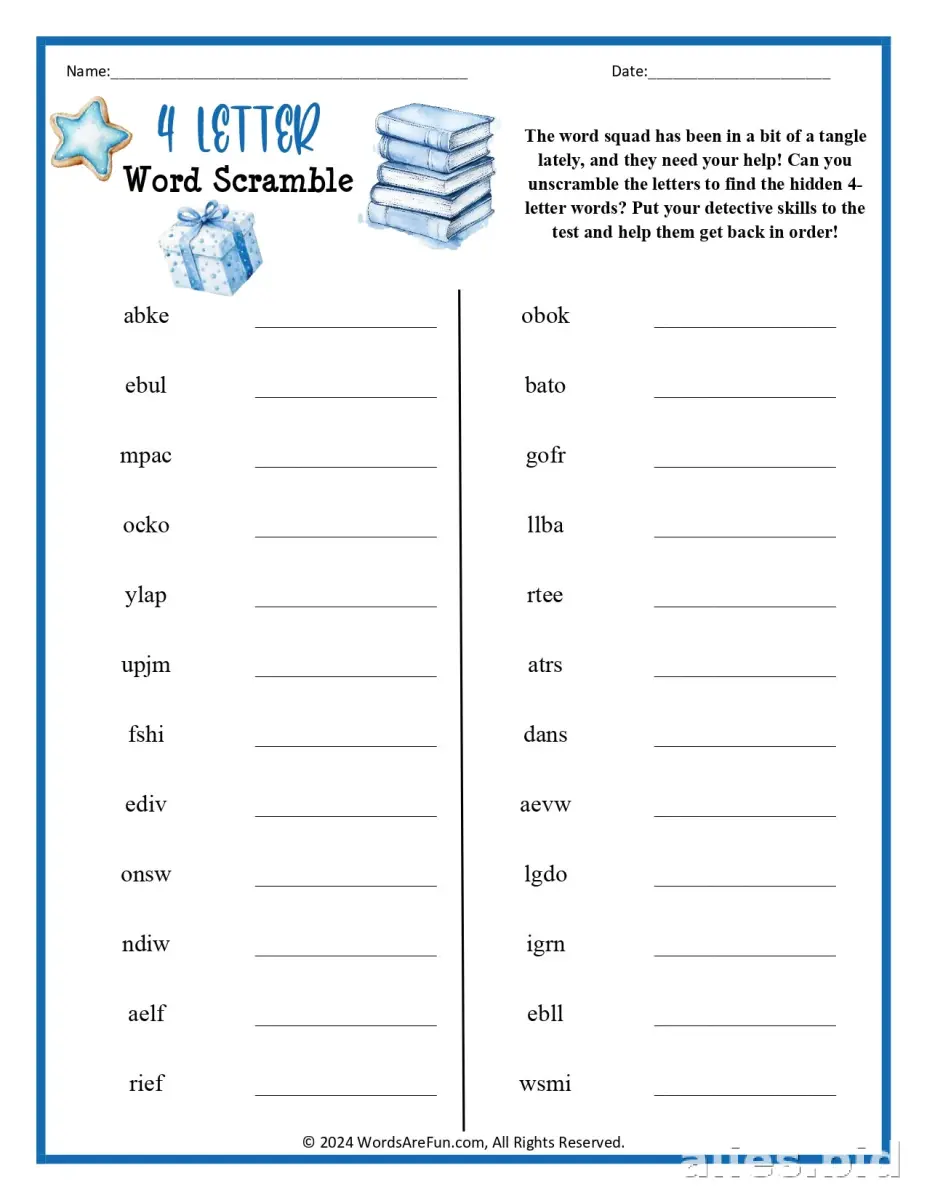 Free Printable Word Scramble Worksheet Free #2