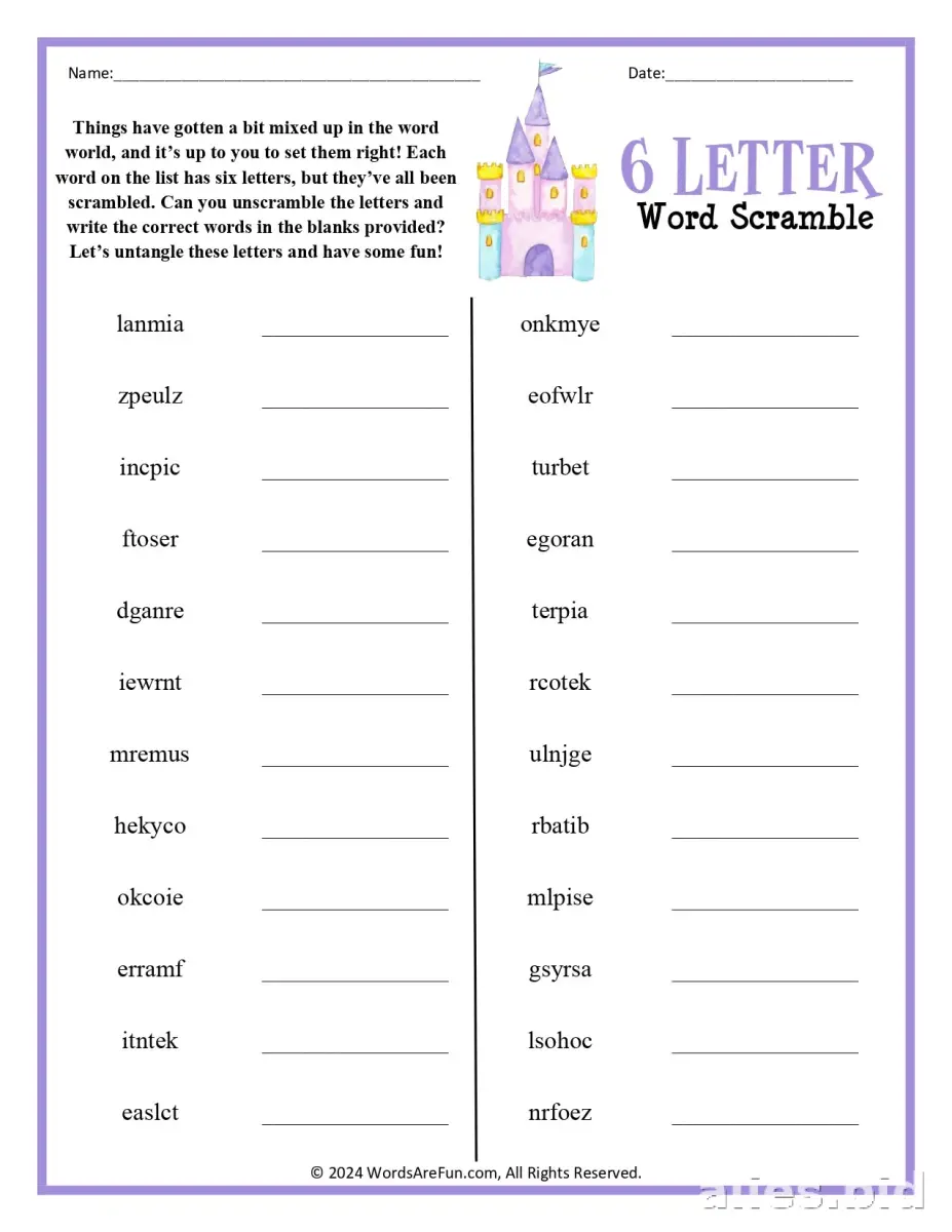 Free Printable Word Scramble Worksheet Free #5