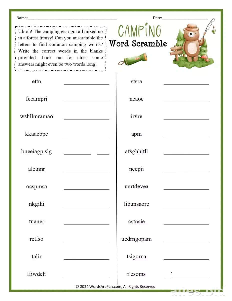 Free Printable Word Scramble Worksheet Free #10
