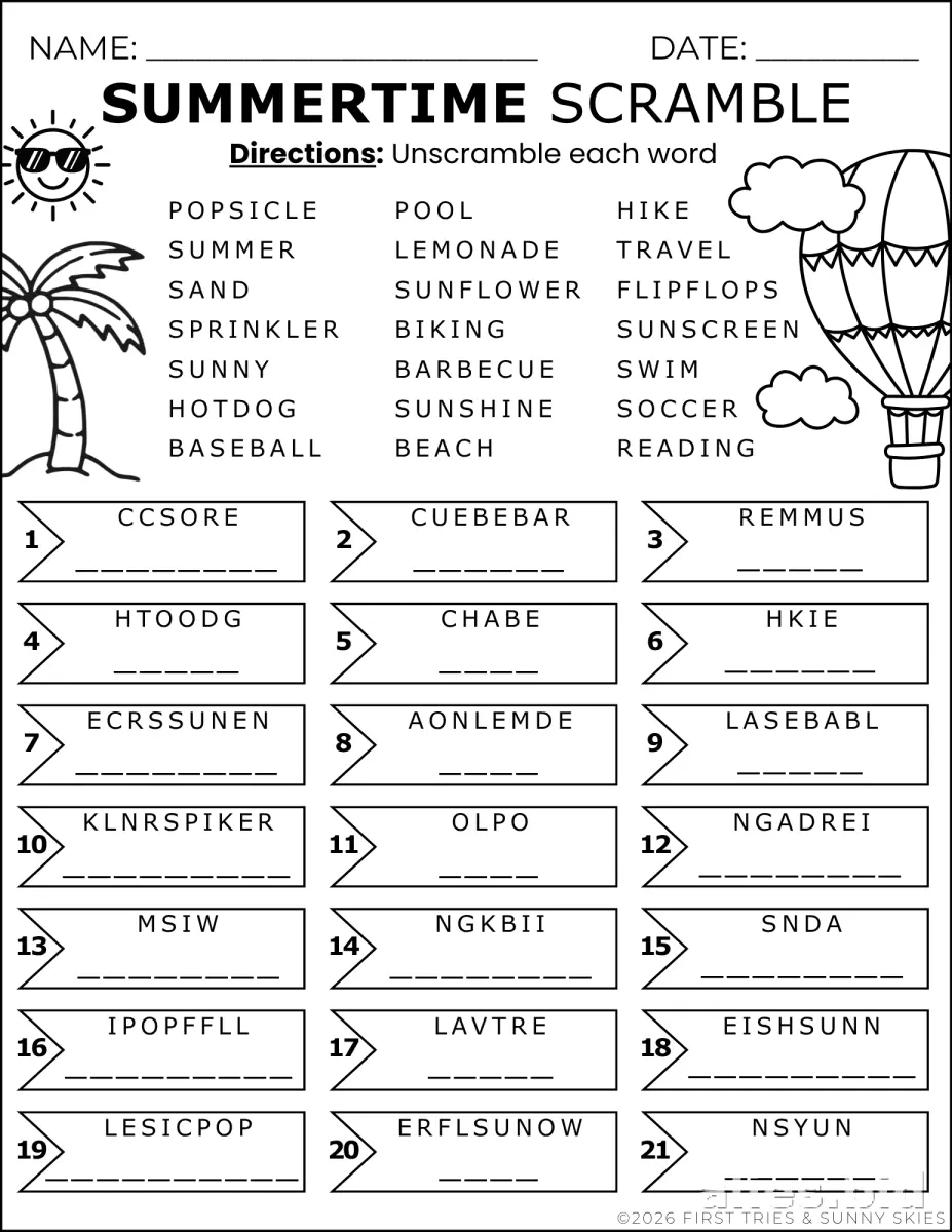 Free Printable Word Scramble Worksheet Free #15