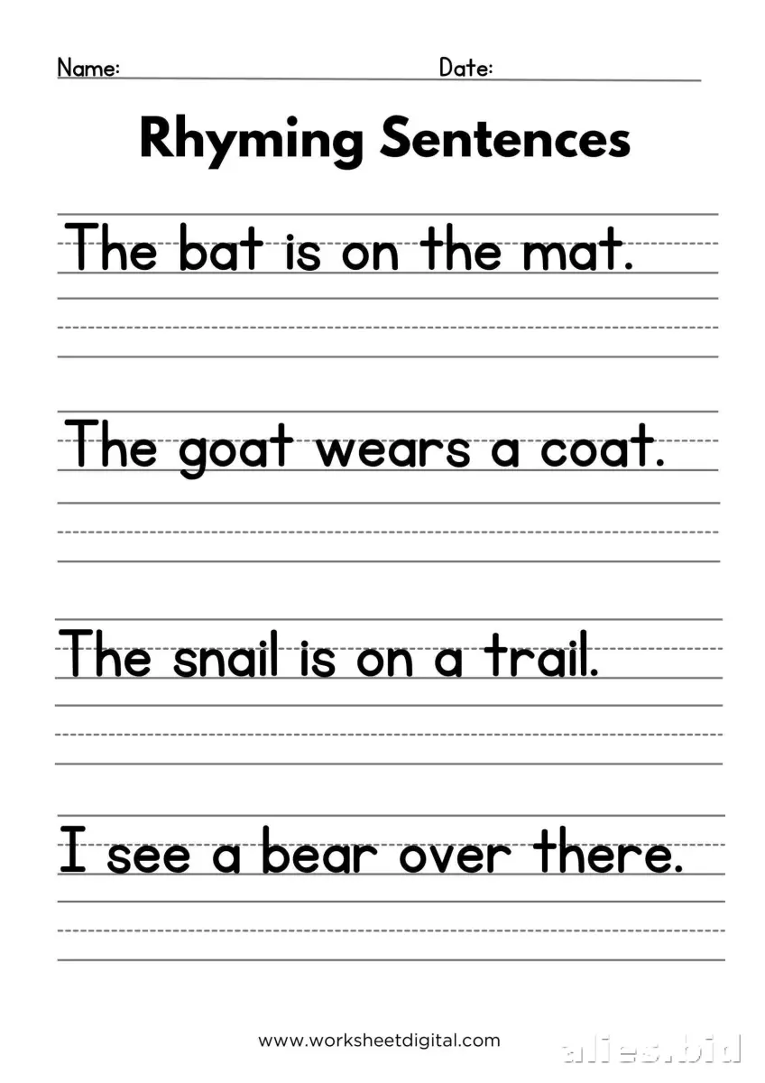 Free Printable Writing Sentences Worksheet For Kids #3