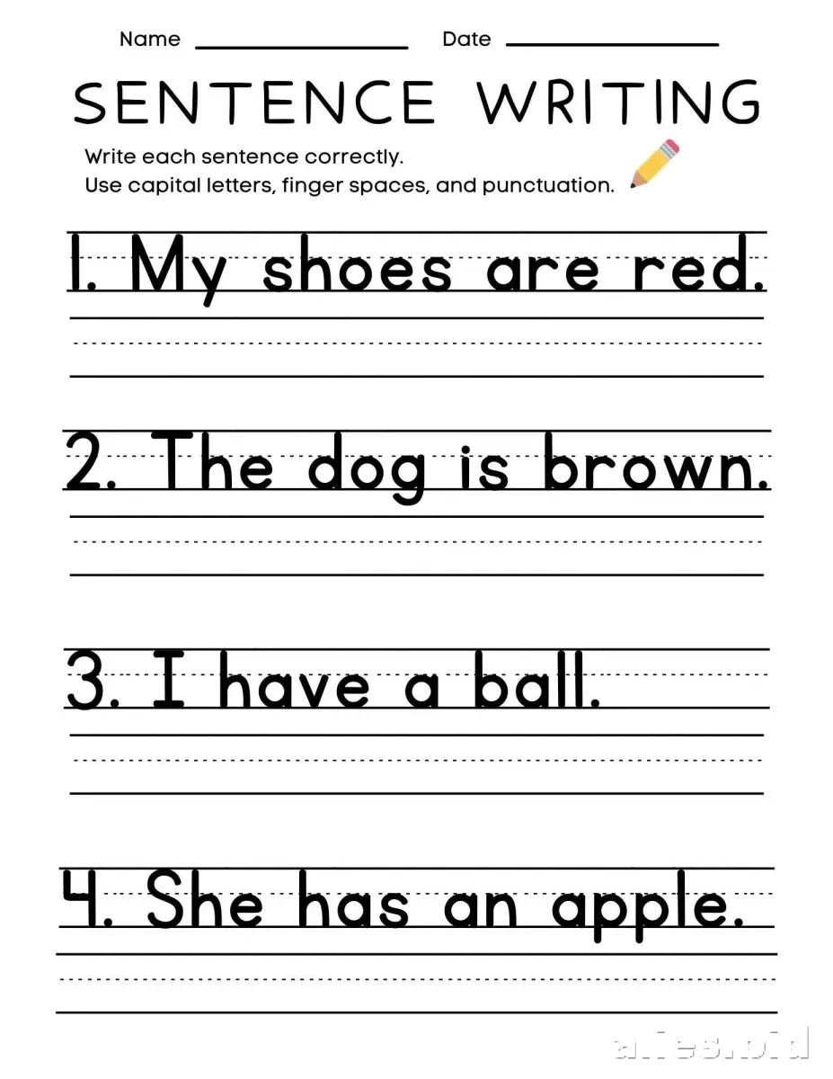 Free Printable Writing Sentences Worksheet For Kids #6