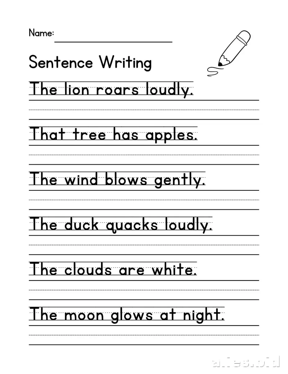 Free Printable Writing Sentences Worksheet For Kids #11